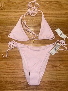 Pacsun Swim Light Pink Triangle String Bikini Set